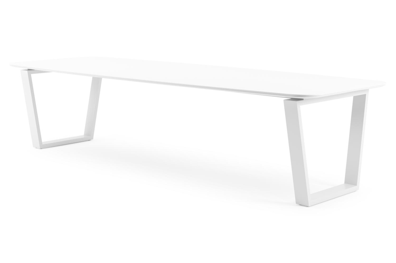 Pagino tuintafel in wit aluminium en volkeramiek arctic white - L 315 x B 115 x H 74 cm