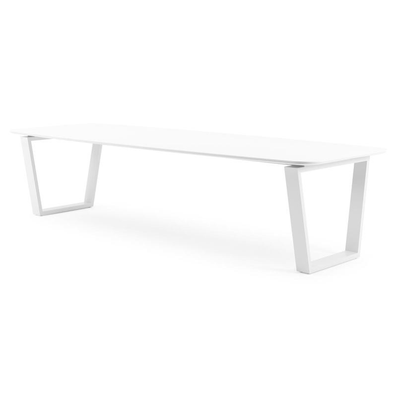 Pagino tuintafel in wit aluminium en volkeramiek arctic white - L 315 x B 115 x H 74 cm