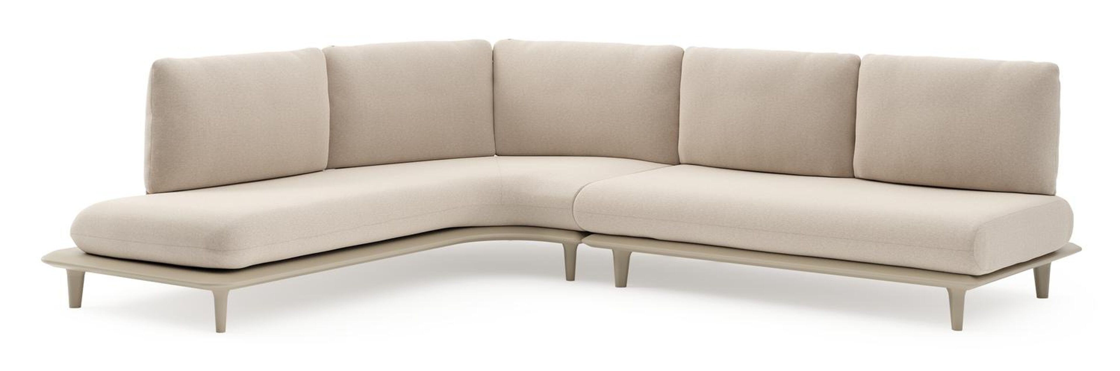 Bomero loungehoek in beige aluminium met heritage ash all weather sunbrella® luxe kussen