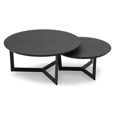 Lacrima loungetafels in zwart aluminium en basalt black volkeramiek - Dia. 85/65 x H 35/30 cm