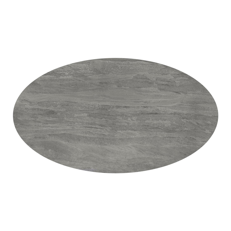 Fano tuintafel ovaal in zwart aluminium en volkeramiek aspen grey - L 240 x B 135 x H 75 cm