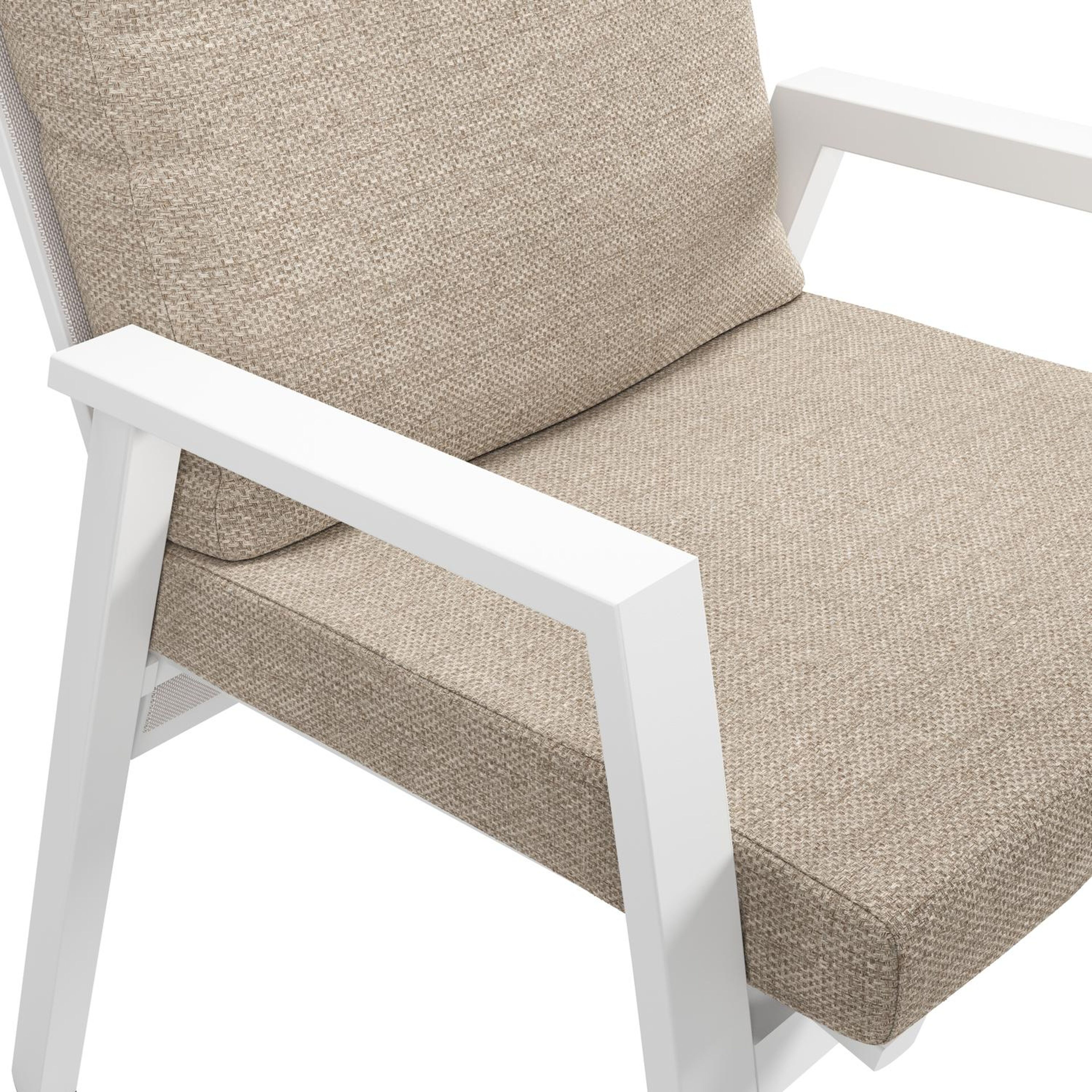 Calobra uitschuifbare tuinset in wit aluminium en crema minerale sintered stone met 10 Leon tuinstoelen