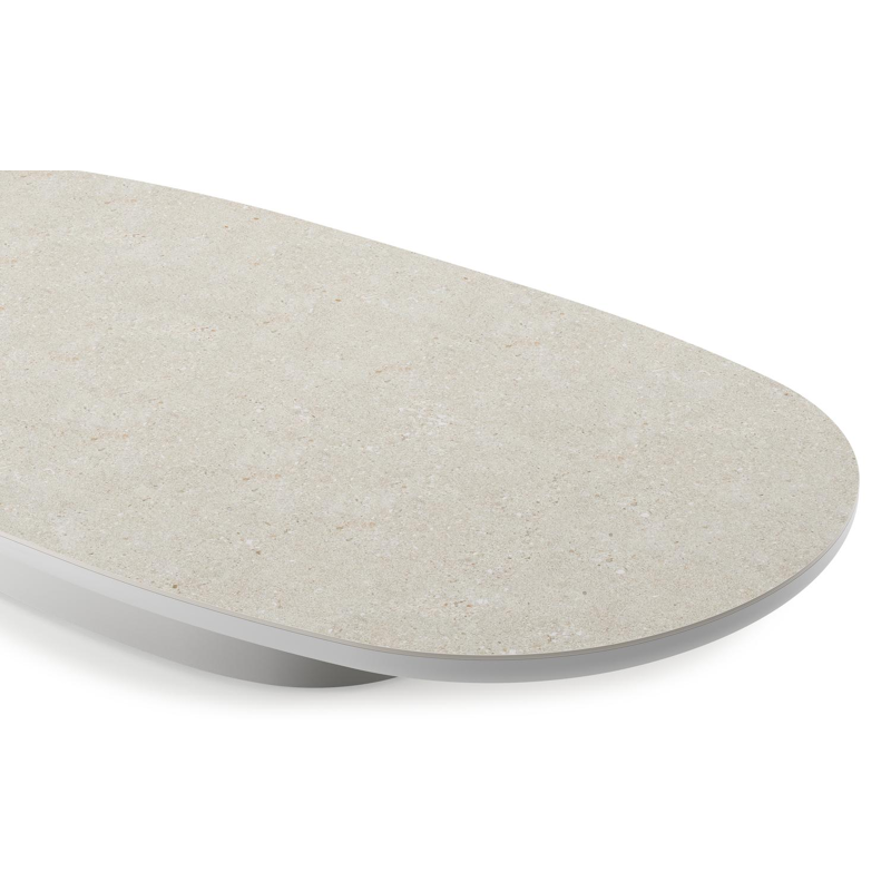 Amico loungetafel bombo in wit aluminium en volkeramiek Shilin - L 171 x B 89 x H 24 cm