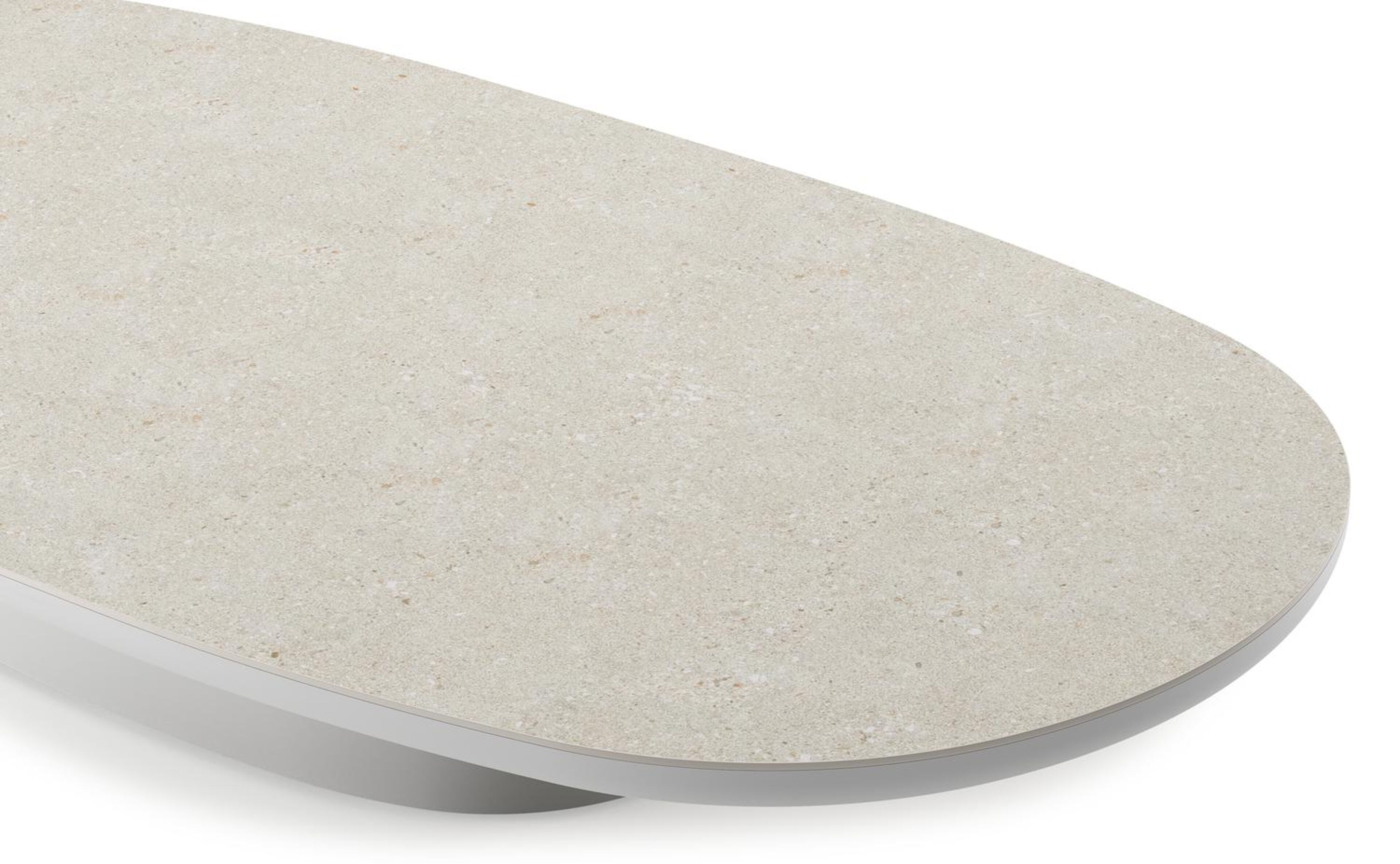 Table de basse Amico bombo en aluminium blanc et céramique pleine Shilin - Lg. 171 x Lrg. 89 x Haut. 24 cm