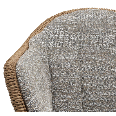 Pagino tuinstoel in wit aluminium en bruin ronde wicker met zitkussen in All Weather Sunbrella® Luxe Tundra Pepper