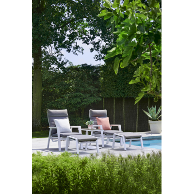 Prato loungeset in wit aluminium met grijs weather+ textilene kussens
