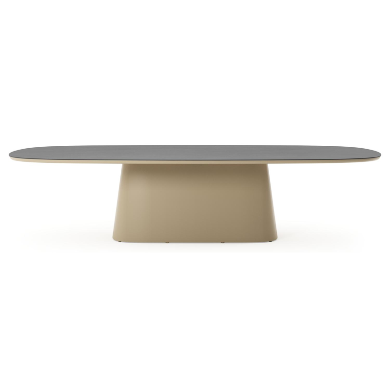 Amico tuintafel bombo xl in beige aluminium en volkeramiek Basalt Black - L 320 x B 148 x H 73.5 cm