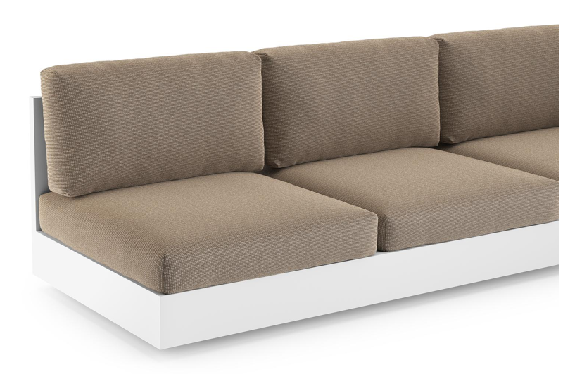 Como loungebank in wit aluminium met firenze earth all weather solica kussen