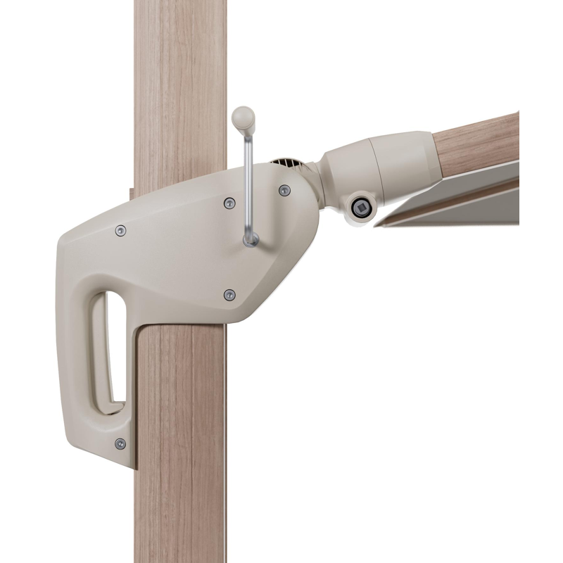 Minore zweefparasol met tiltfunctie in houtlook aluminium en Lopi Marble All Weather Sunbrella® Luxe parasoldoek - L1: 400 x L2: 300 cm (zonder voet)