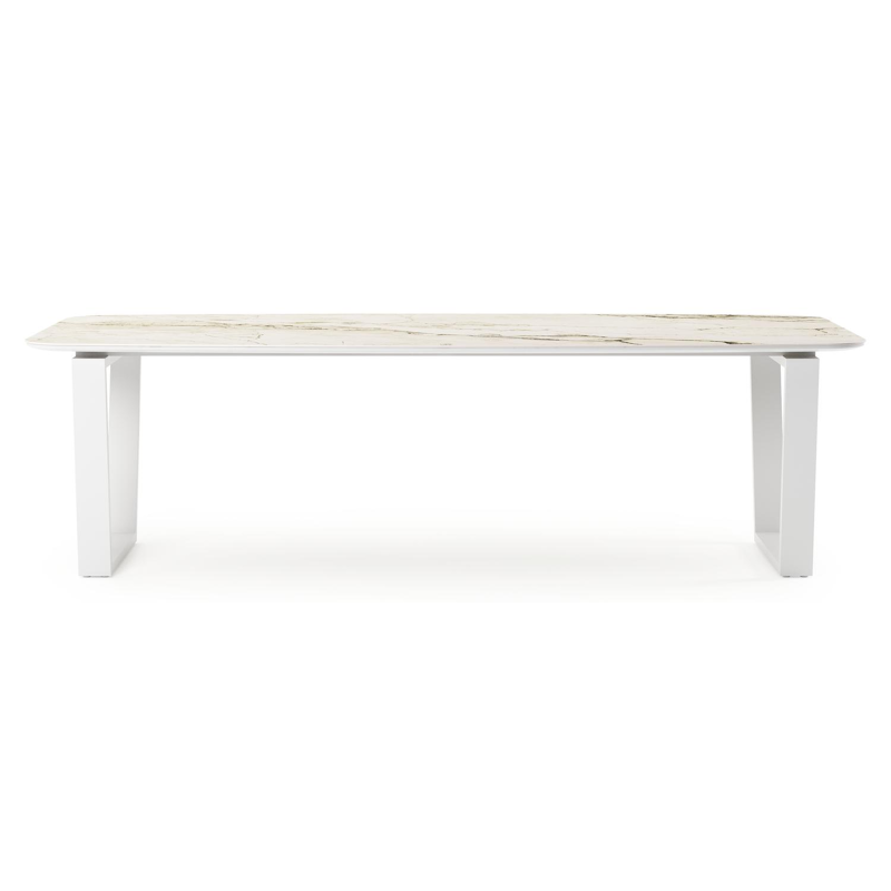 Pagino tuintafel bootvorm in wit aluminium en volkeramiek colorado dunes - L 255 x B 115 x H 73 cm