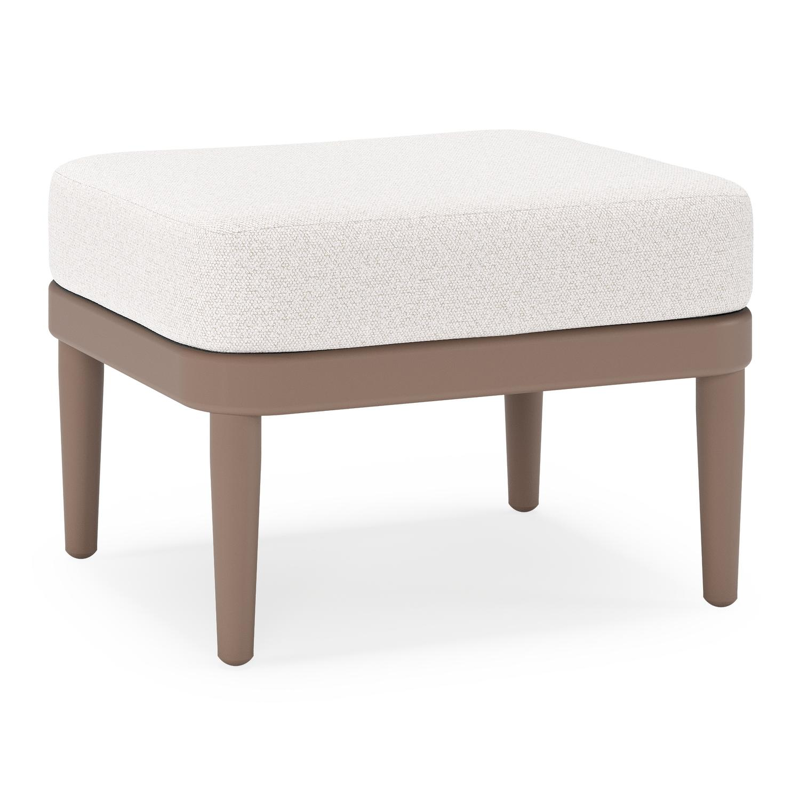 Orso poef in taupe aluminium met Ego Eggshell all weather solica kussen