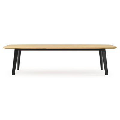 Lacrima tuintafel bootvorm in zwart aluminium en teak - L 315 x B 115 x H 73 cm