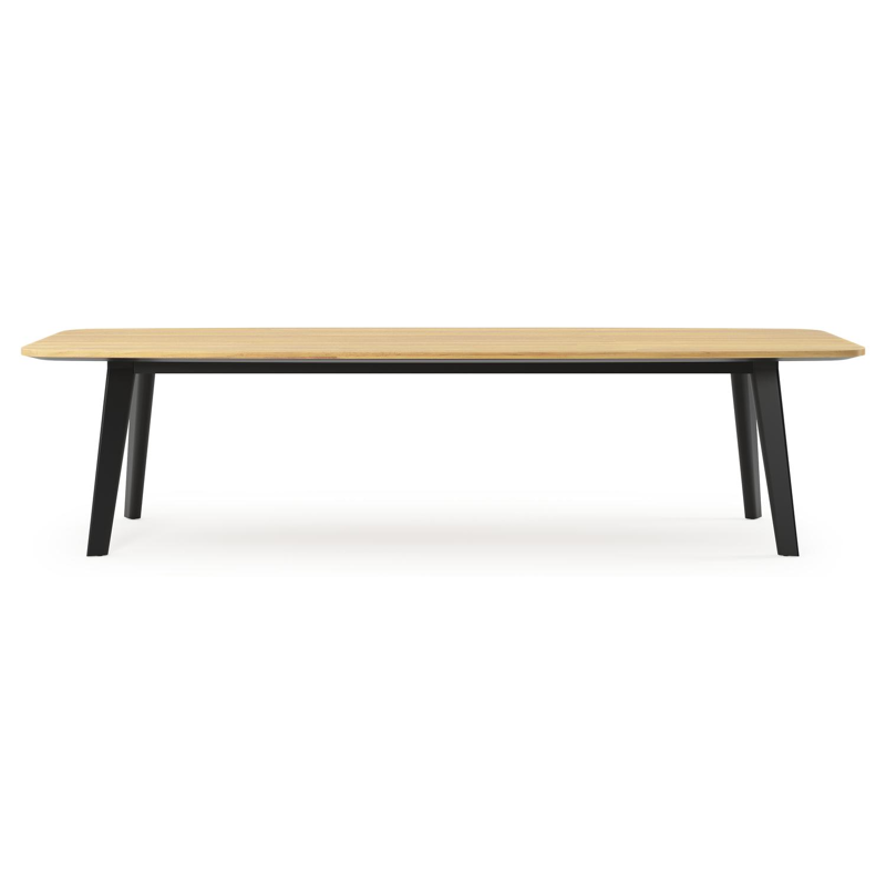 Lacrima tuintafel bootvorm in zwart aluminium en teak - L 315 x B 115 x H 73 cm