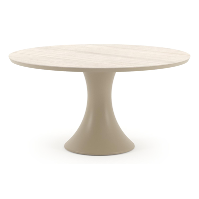 Fano tuintafel rond in beige aluminium en volkeramiek Travertino Bianco - Dia. 148 x H 74 cm