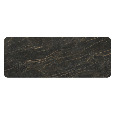 Table de jardin Orso rectangulaire arrondi en aluminium blanc et céramique pleine Black Obsession - Lg. 290 x Lrg. 110 x Haut. 73.5 cm