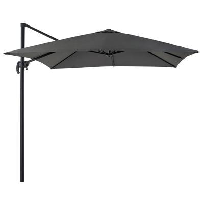 Calpe zweefparasol in zwart aluminium met grijs polyester parasoldoek - L1 270 x L2 270 cm (zonder voet)