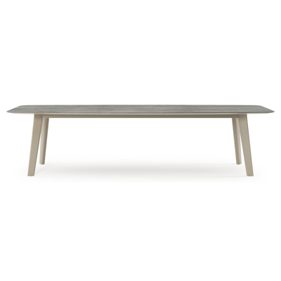 Lacrima tuintafel bootvorm in beige aluminium en volkeramiek Aspen Grey - L 315 x B 115 x H 73 cm