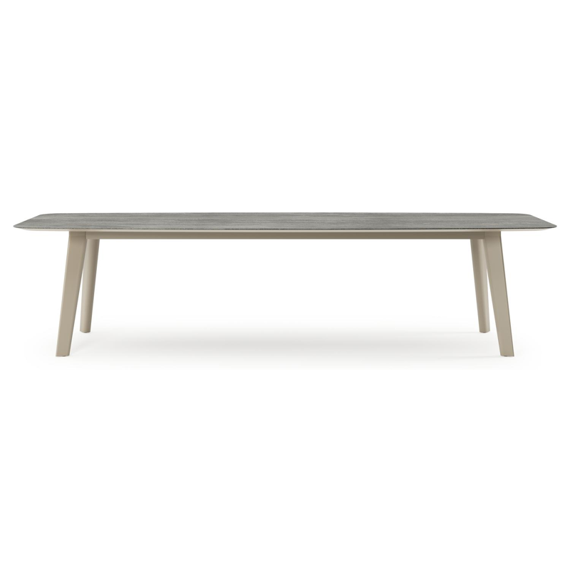 Lacrima tuintafel bootvorm in beige aluminium en volkeramiek Aspen Grey - L 315 x B 115 x H 73 cm