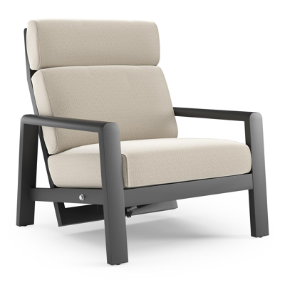 Cosenzo loungestoel in zwart aluminium met lopi marble all weather sunbrella® luxe kussen