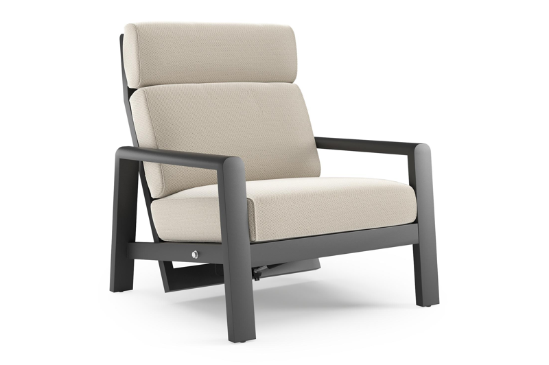 Cosenzo loungestoel in zwart aluminium met lopi marble all weather sunbrella® luxe kussen