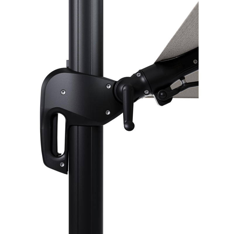 Parasol pendant Rufina avec fonction tilt en aluminium noir et toile de parasol en All Weather Solica Firenze Sand  - Lg.1 400 x Lg.2 300 cm (sans pied de parasol