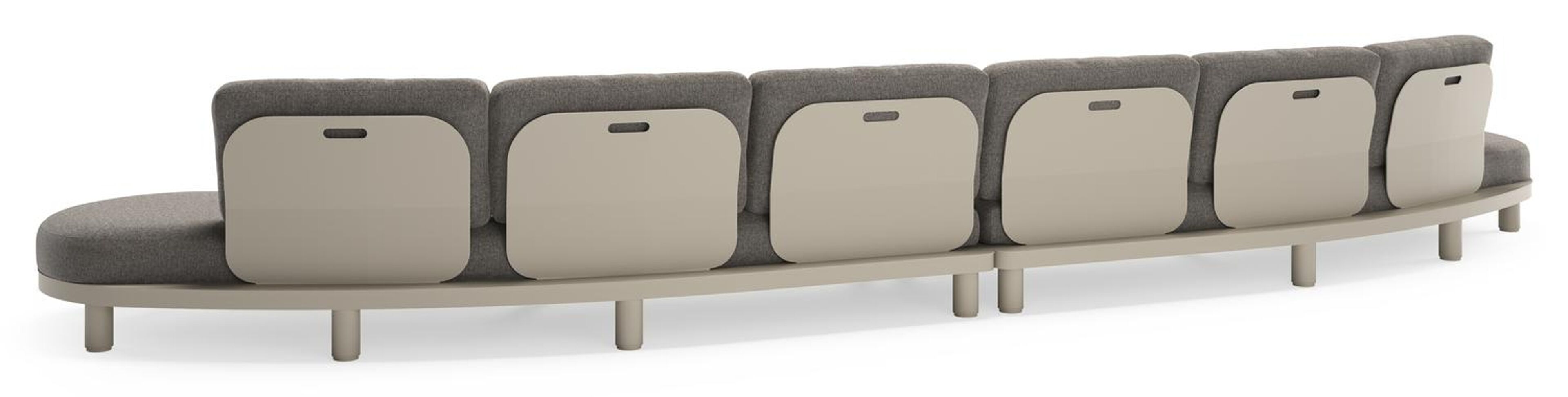 Canapé de jardin Donato en aluminium beige et coussins en all weather sunbrella® luxe Chartres Drizzle