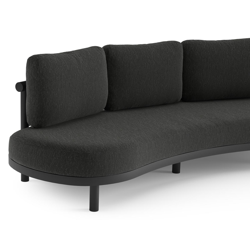 Salon de jardin Lindo en aluminium noir et coussins en weather+ softtouch sky black et table basse