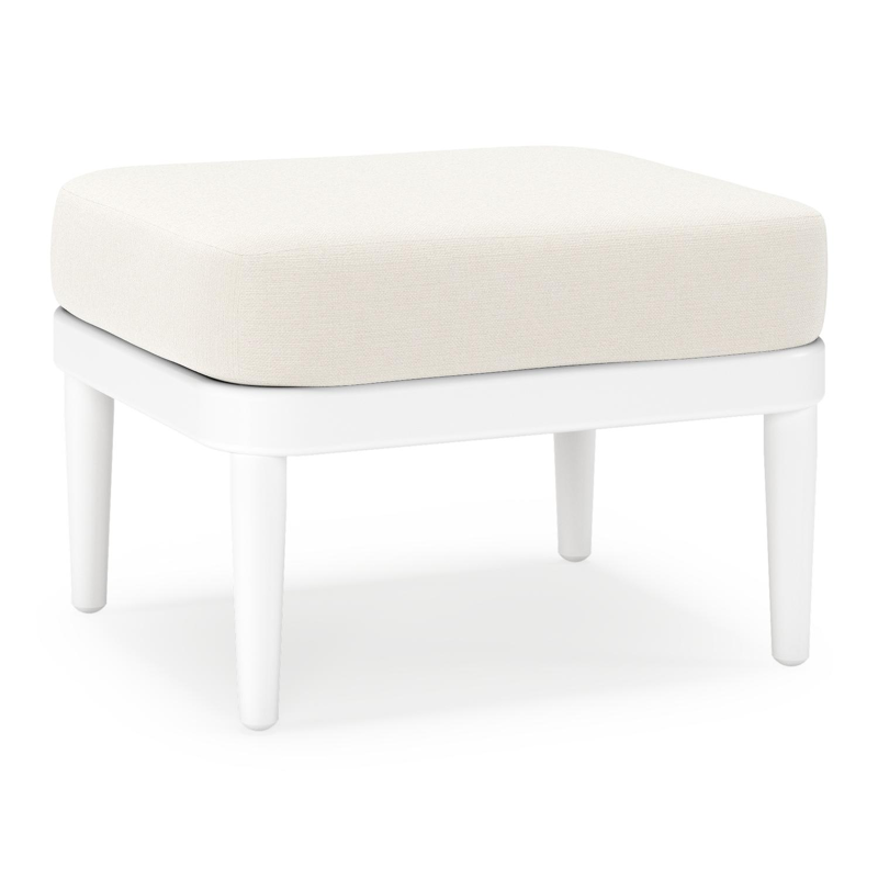 Pouf Orso en aluminium blanc et coussins en all weather sunbrella® luxe Savane White