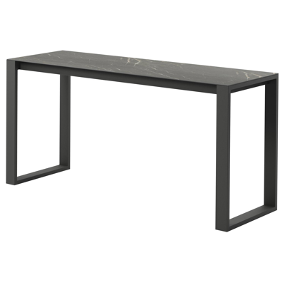 Verato bartafel in zwart aluminium en volkeramiek calatorao - L 220 x B 70 x H 106 cm