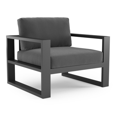 Verato loungestoel in zwart aluminium met lopi shadow all weather sunbrella® luxe kussen