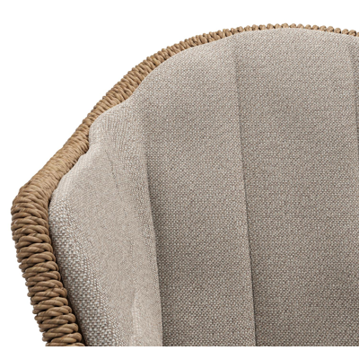 Pagino tuinstoel in wit aluminium en bruin ronde wicker met zitkussen in All Weather Sunbrella® Luxe Savane Coconut