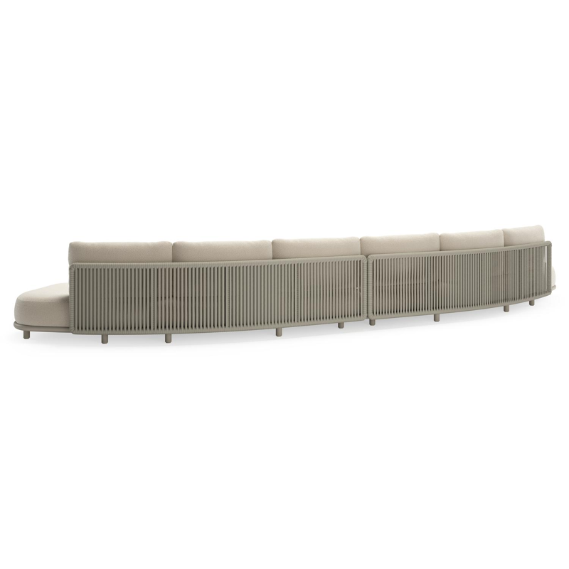 Lomano loungebank in beige aluminium en beige verticaal geweven luxe vlakke rope met Althea Off White all weather cosytica