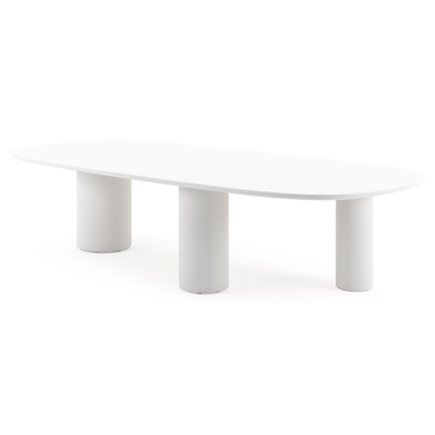Amico tuintafel bombo xl in wit aluminium en volkeramiek Arctic White - L 320 x B 148 x H 73.5 cm