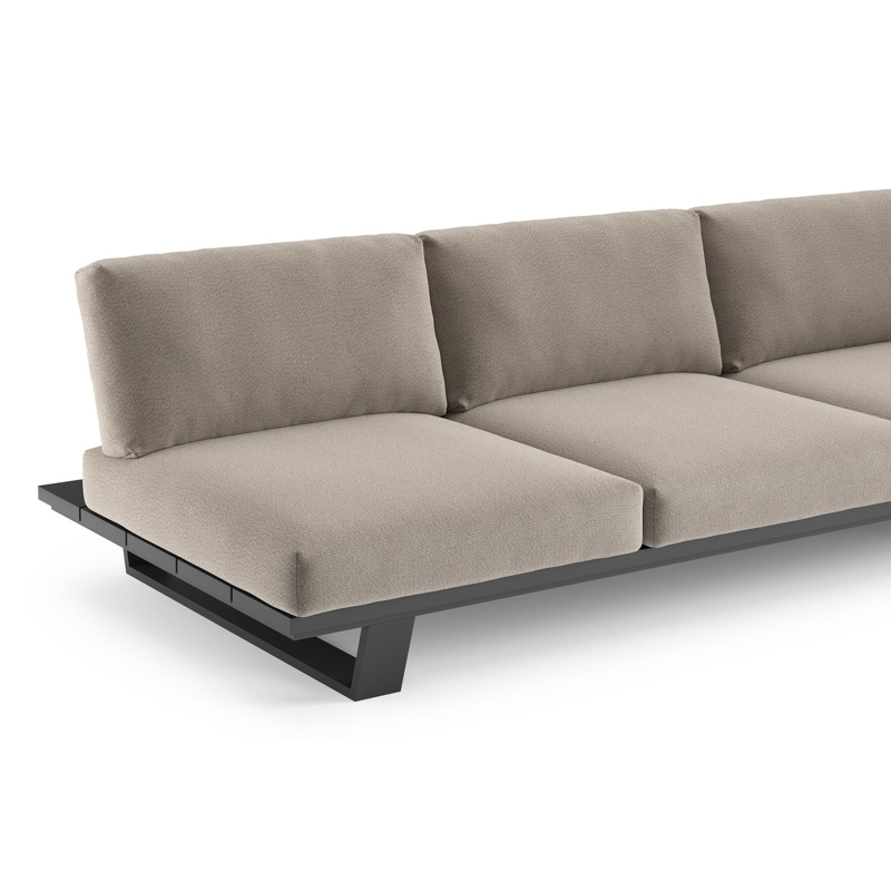 Pagino loungeset in zwart aluminium met savane coconut all weather sunbrella® luxe kussen