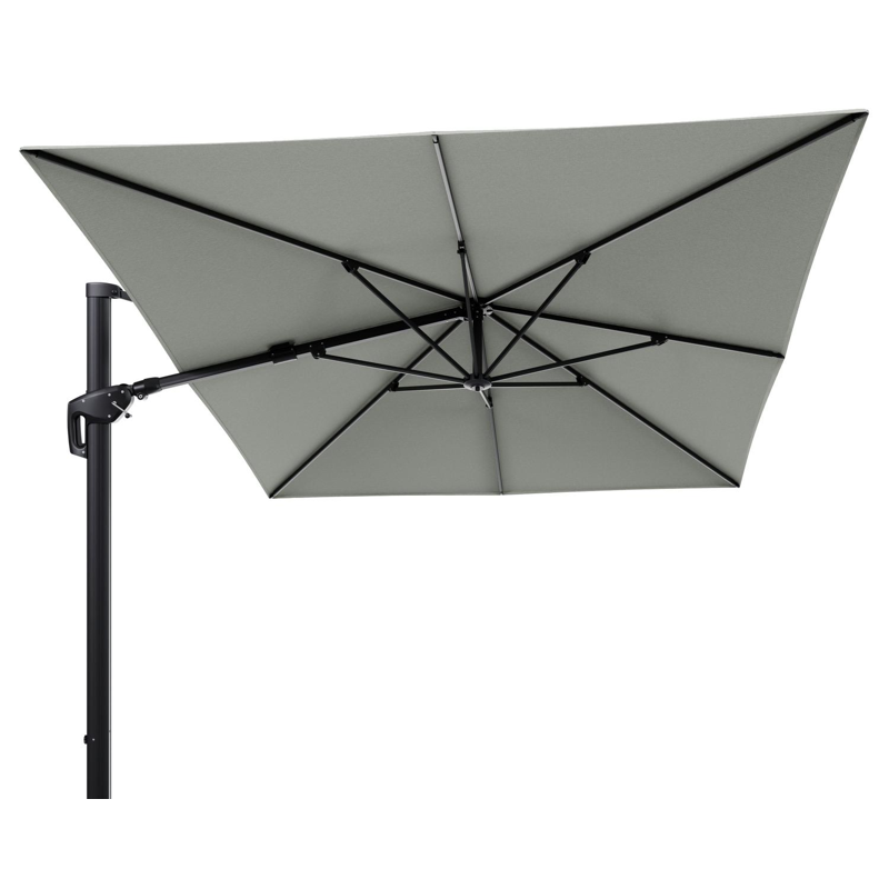 Minore zweefparasol tiltfunctie in zwart aluminium en parasoldoek in All Weather Sunbrella® Luxe Slow Spirea - L1 400 x L2 300 cm (zonder voet)