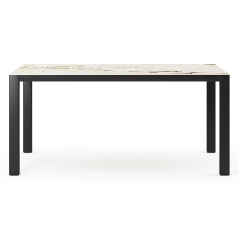 Como tuintafel rechthoekig in zwart aluminium en volkeramiek colorado dunes - L 160 x B 100 x H 75 cm