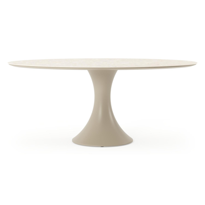 Table de jardin Fano ovale en aluminium beige et céramique pleine Retrostone Lg. 180 x Lrg. 110 x Haut. 75 cm
