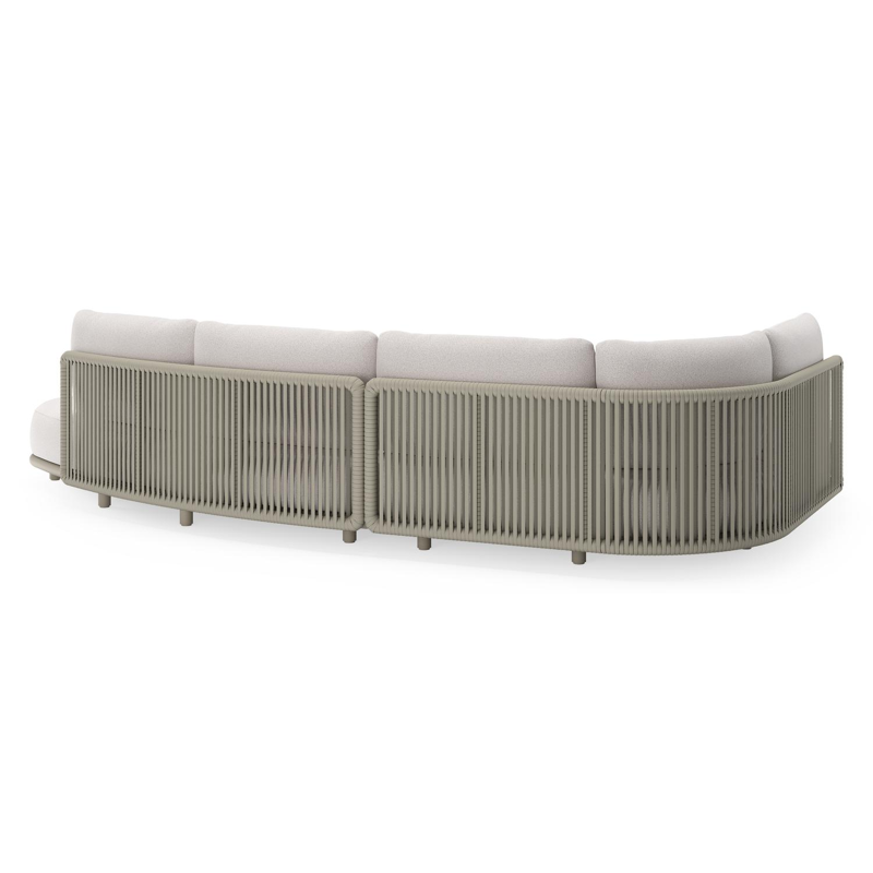 Lomano loungehoek in beige aluminium en beige verticaal geweven luxe vlakke rope met Ego Eggshell all weather solica