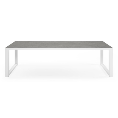 Livo tuinset in wit aluminium en grijs volkeramiek tafelblad met 8 Artena tuinstoelen