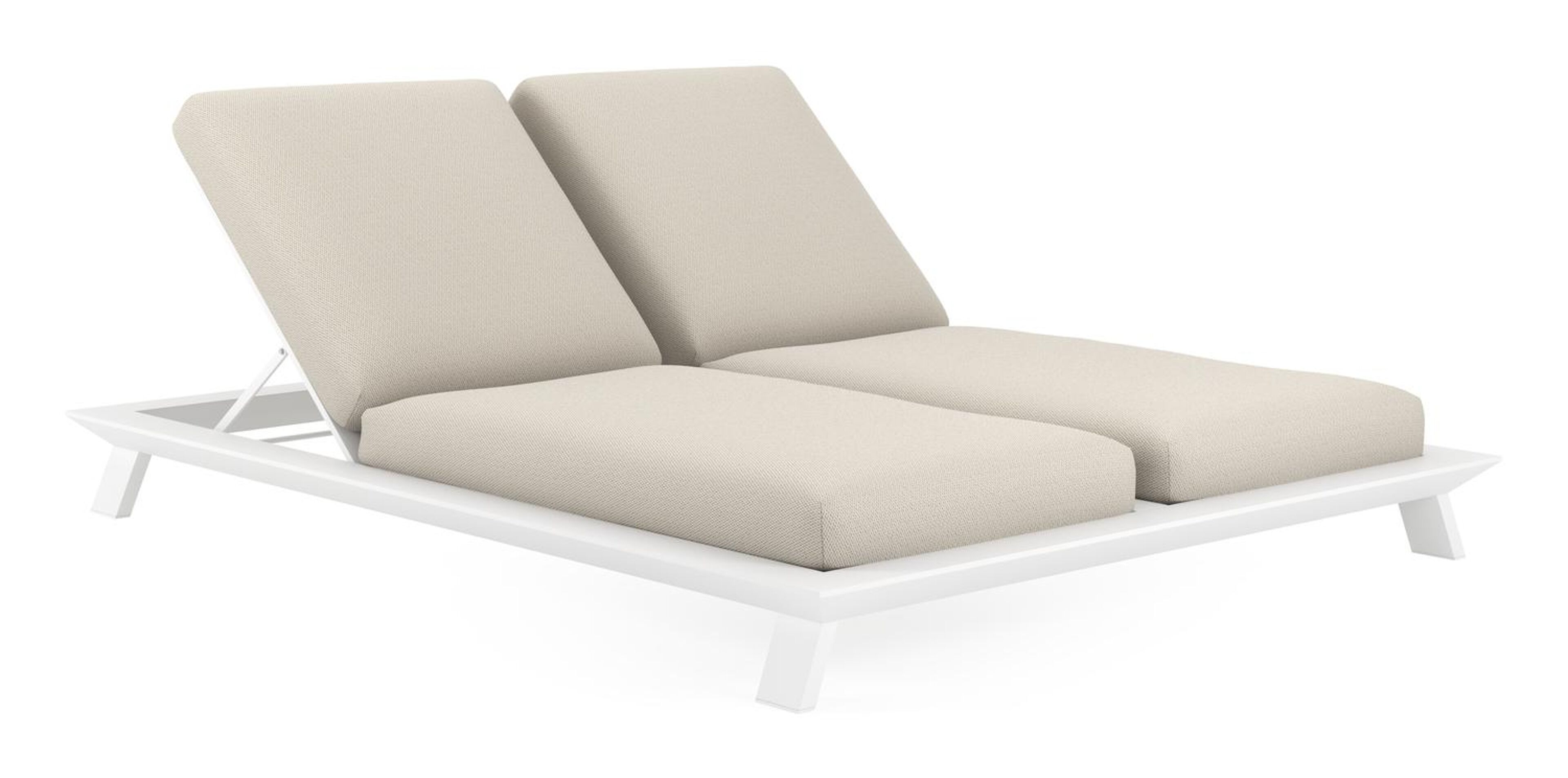 Cesano verstelbaar dubbel ligbed in wit aluminium met lopi marble all weather sunbrella® luxe kussen