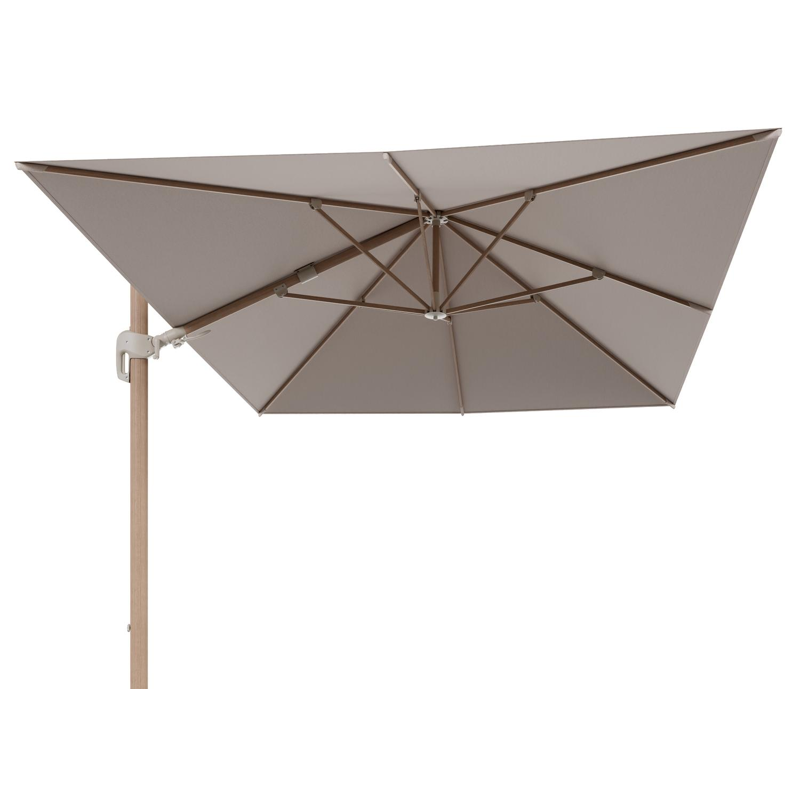 Rufina zweefparasol tiltfunctie in houtlook aluminium en parasoldoek in All Weather Sunbrella® Luxe Wander Pilat - L1 400 x L2 300 cm (zonder voet) (zonder voet)