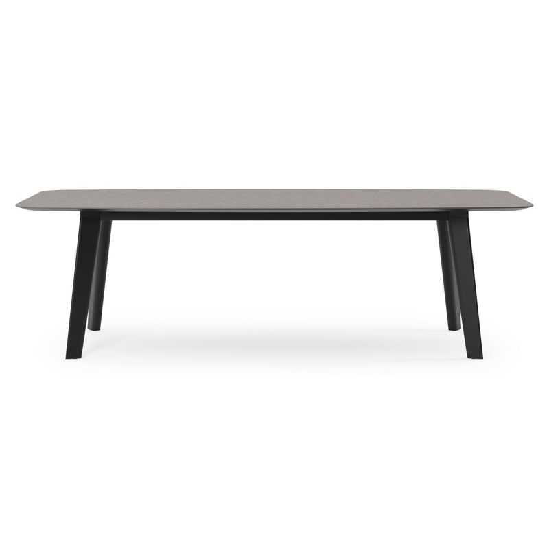 Lacrima tuintafel bootvorm in zwart aluminium en volkeramiek wulong - L 255 x B 115 x H 73 cm