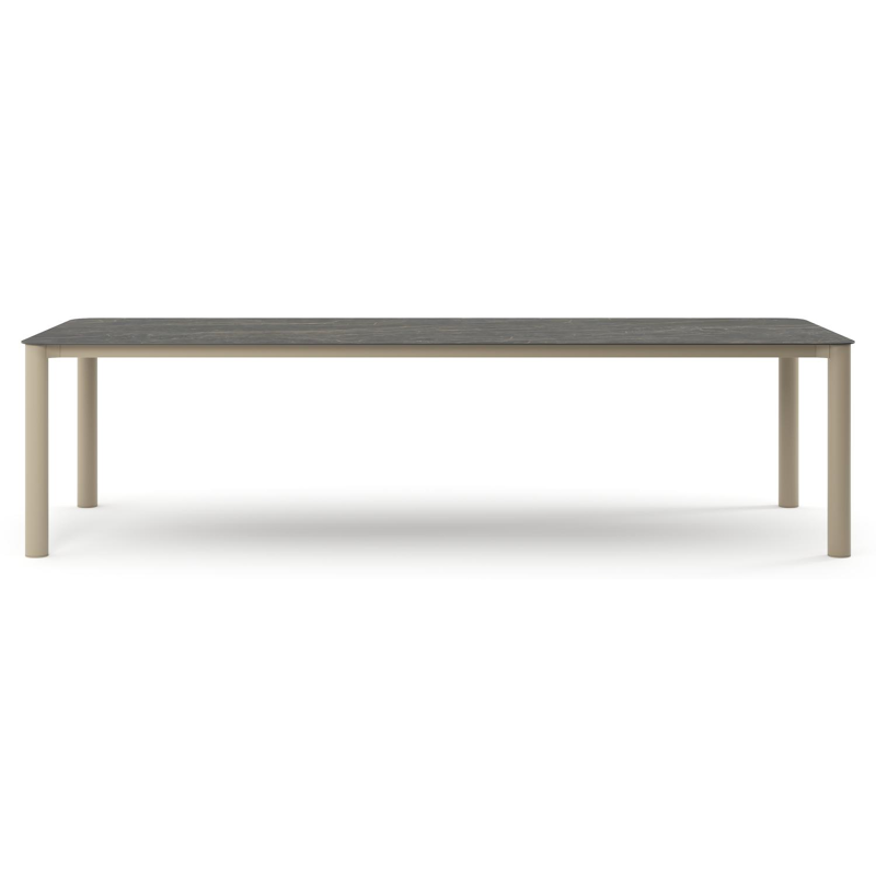Orso tuintafel rechthoekig afgerond in beige aluminium en volkeramiek Black Obsession - L 290 x B 110 x H 74.5 cm