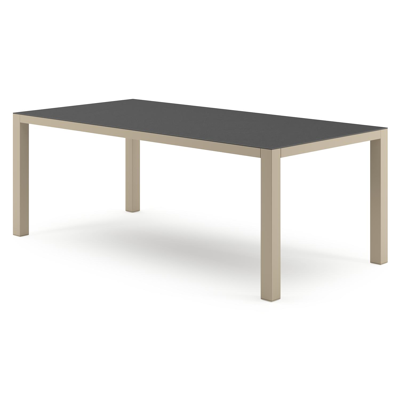 Como tuintafel rechthoekig in beige aluminium en volkeramiek Nero Black - L 200 x B 100 x H 73 cm