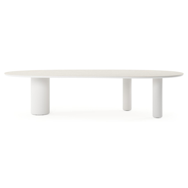 Amico tuintafel organisch in wit aluminium en volkeramiek Shilin - L 320 x B 145 x H 73.5 cm