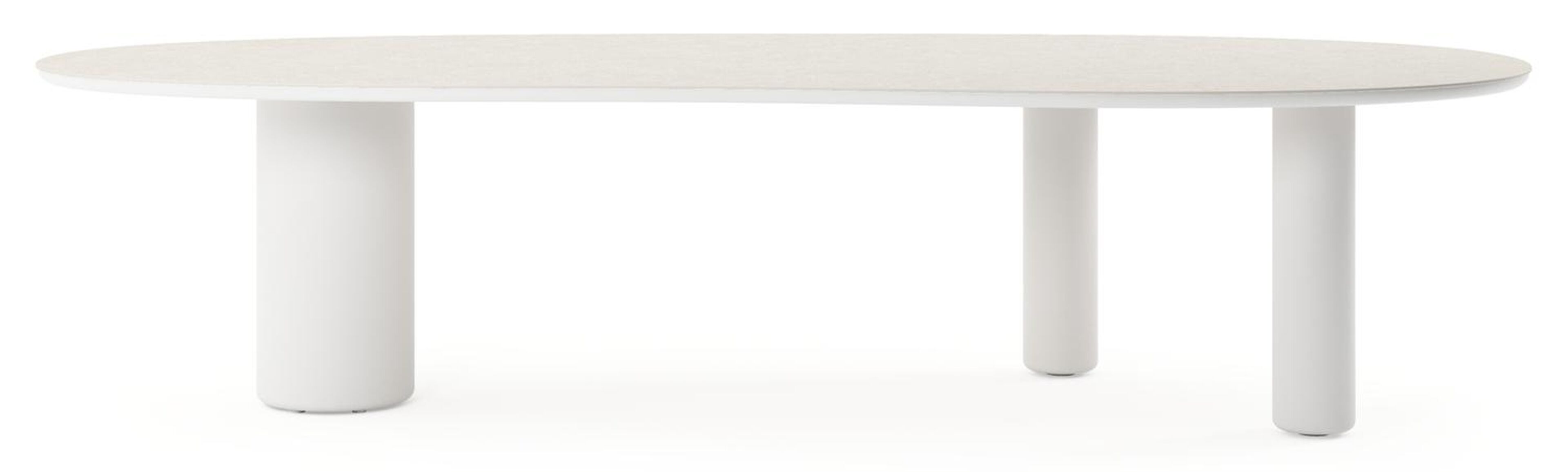 Table de jardin Amico organique en aluminium blanc et céramique pleine Shilin - Lg. 320 x Lrg. 145 x Haut. 74 cm