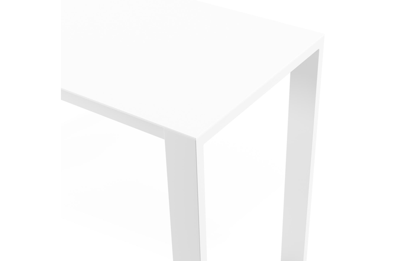 Table de bar Verato en aluminium blanc et céramique pleine arctic white - Lg 170 x Larg. 70 x H 106 cm