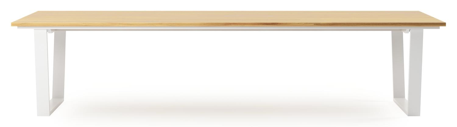 Pagino tuintafel rechthoekig in wit aluminium en teak - L 340 x B 110 x H 73,5 cm