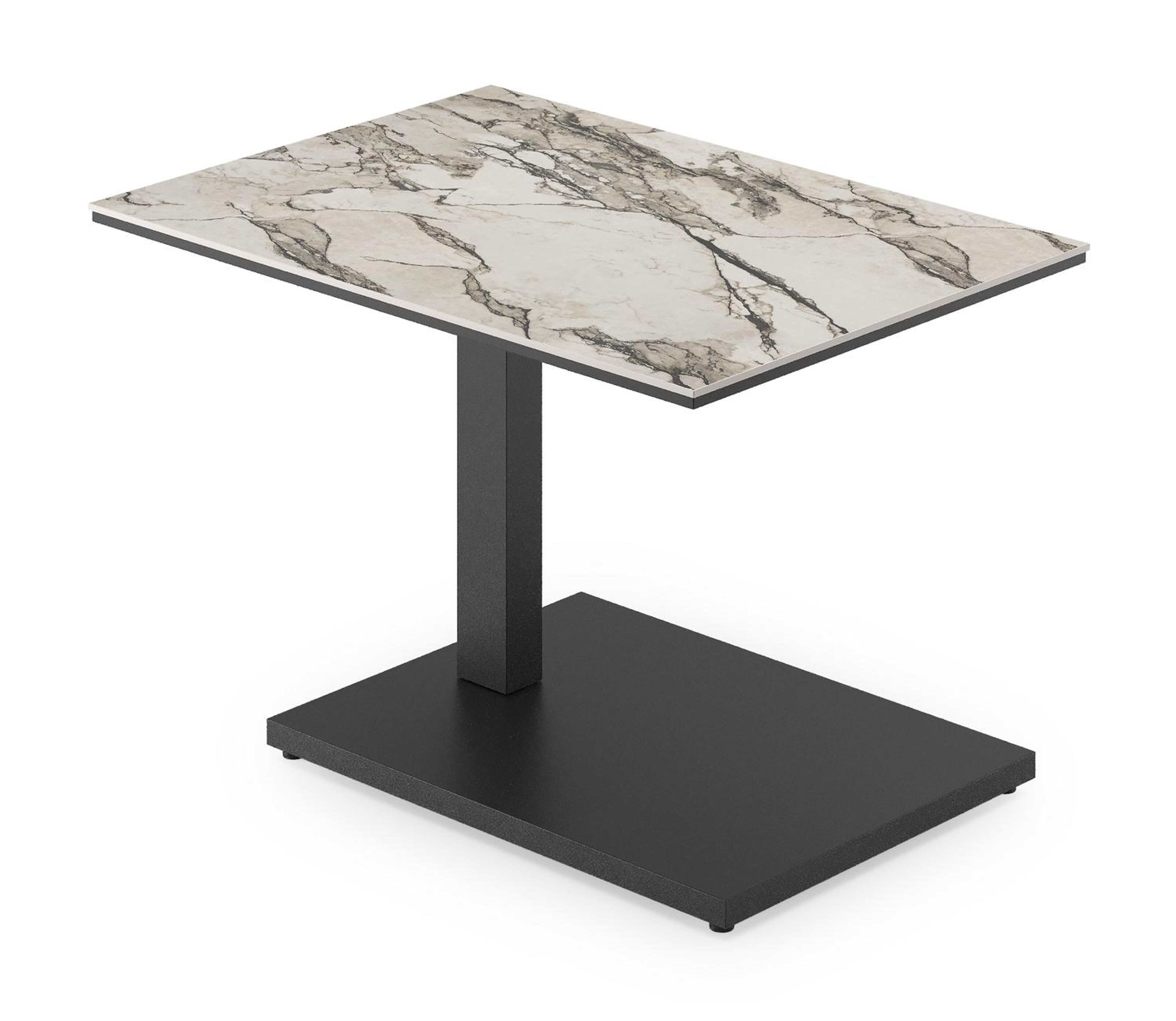 Table d'appoint Cirello Pop-up en aluminium noir et céramique pleine colorado dunes - Lg. 70 x Lrg. 80 x Haut. 66 cm