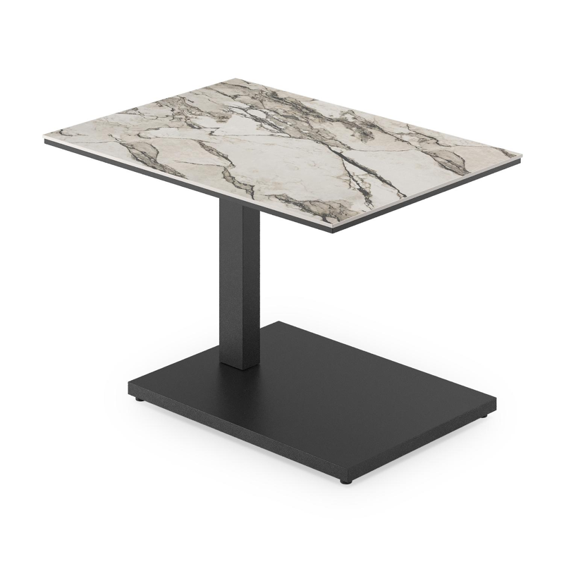 Table d'appoint Cirello Pop-up en aluminium noir et céramique pleine colorado dunes - Lg. 70 x Lrg. 80 x Haut. 66 cm